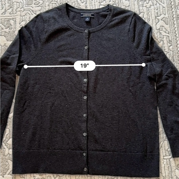 Lands' End womans Charcoal Cardigan Sweater 1X - Picture 3 of 7